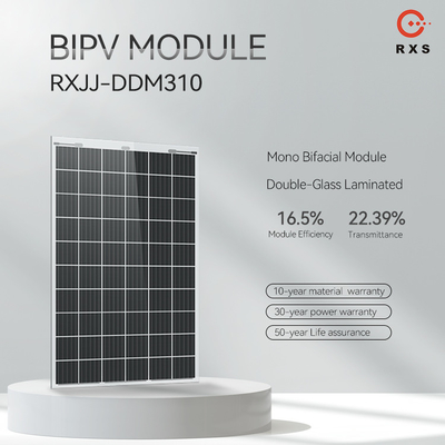Rixin الألواح الشمسية BIPV الشفافة أحادية الزجاج 310W 320W الألواح الشمسية الكهروضوئية الوحدة